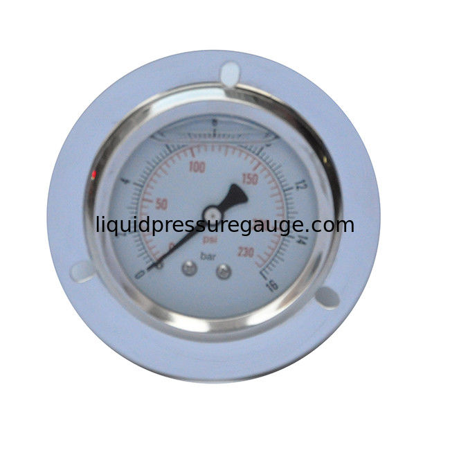 2" Liquid Filled Pressure Gauges 230 Psi, 1/4" BSPT Back Mount Brass Internal